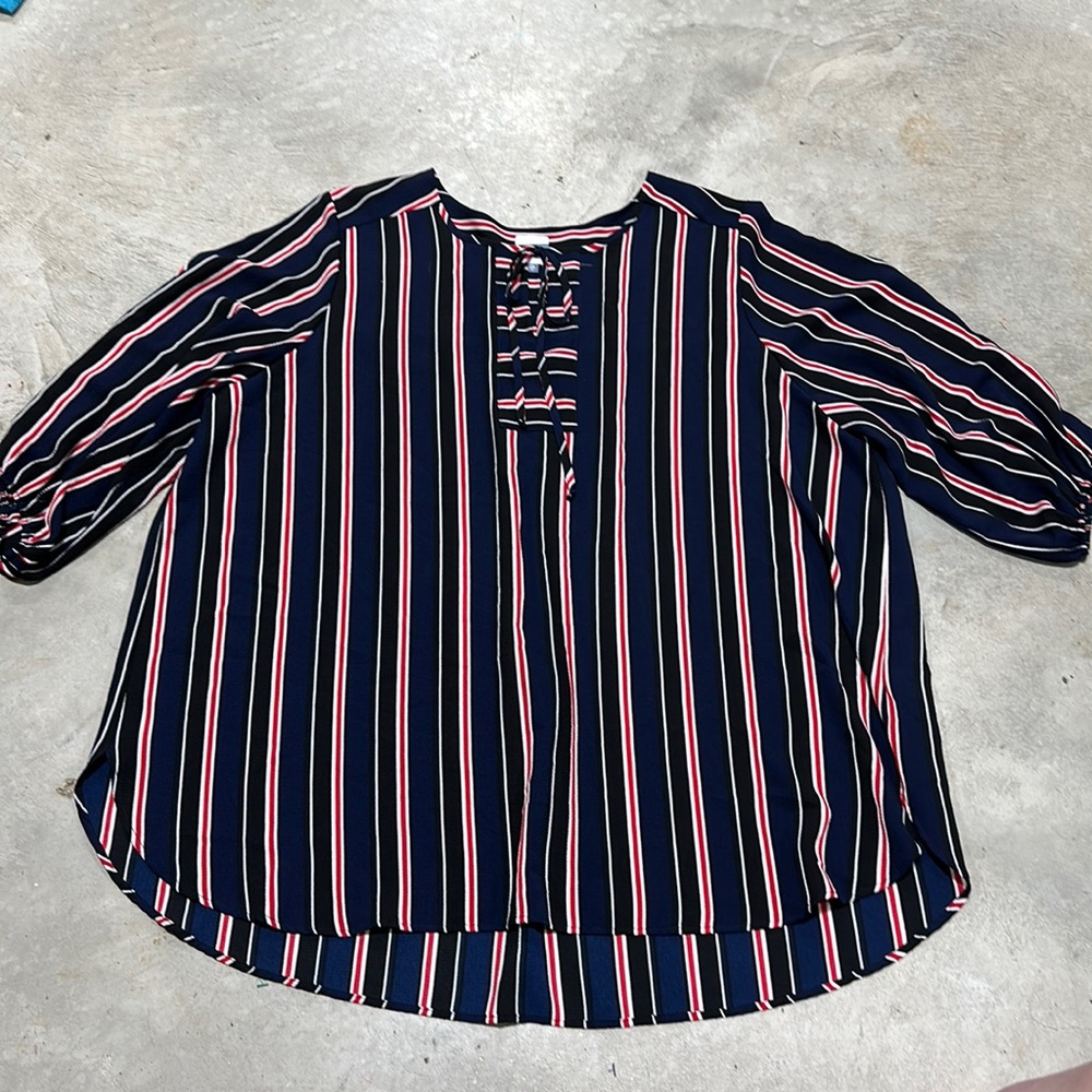 Meri Skye brand Navy blue with‎ red n white stripe top / Size 3XL / A-63